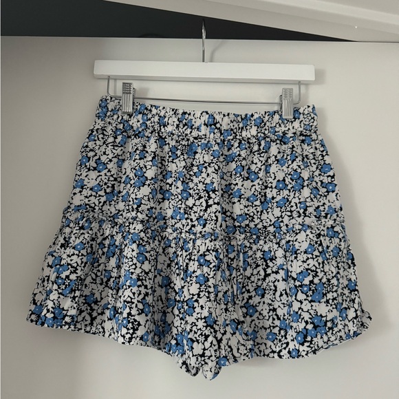 Zara Blue Floral Ruffle Front Skort - Picture 2 of 4